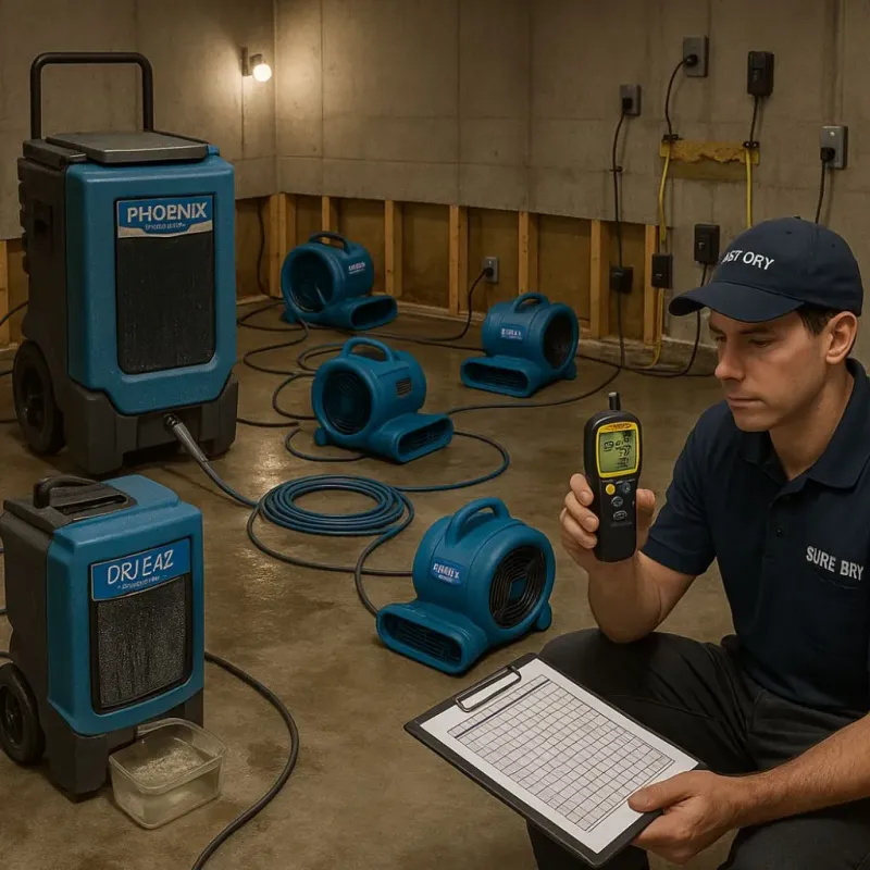 Structural Drying and Dehumidification process in Cliffwood Beach, NJ